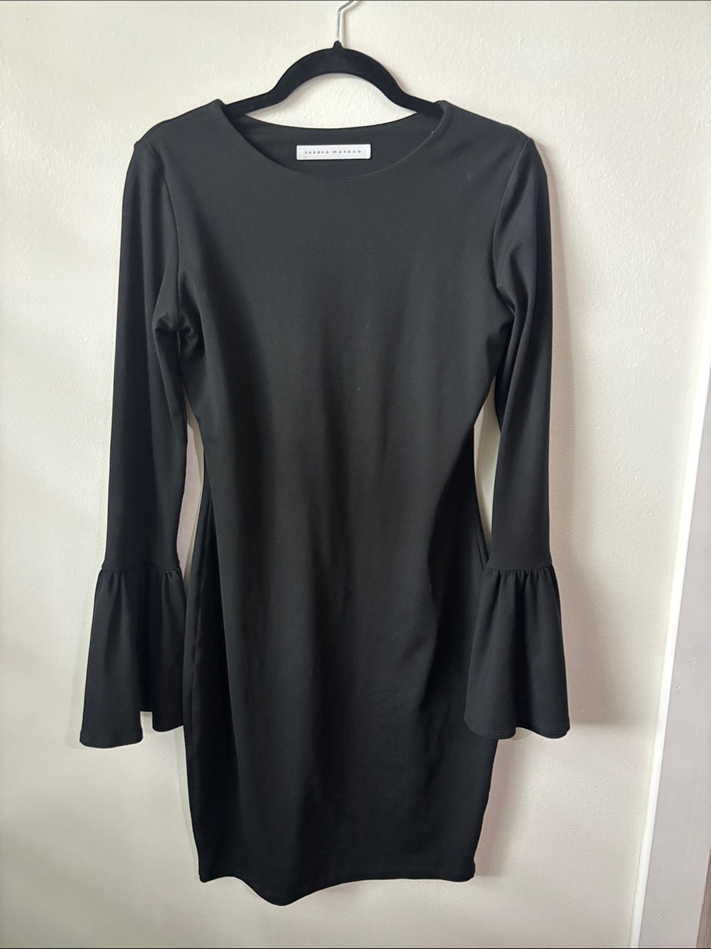 Susana Monaco Black Bell Sleeve Dress
